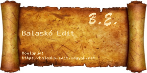 Balaskó Edit névjegykártya